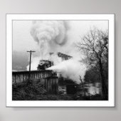 蒸気機関来が橋を渡る ポスター (正面)