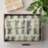 蒸気機関機関車「スチームパンク」パターン 薄葉紙 (ギフト)