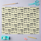 蒸気機関機関車「スチームパンク」パターン 薄葉紙 (クラフト)