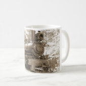 蒸気機関車のセピア色のマグ コーヒーマグカップ (正面右)