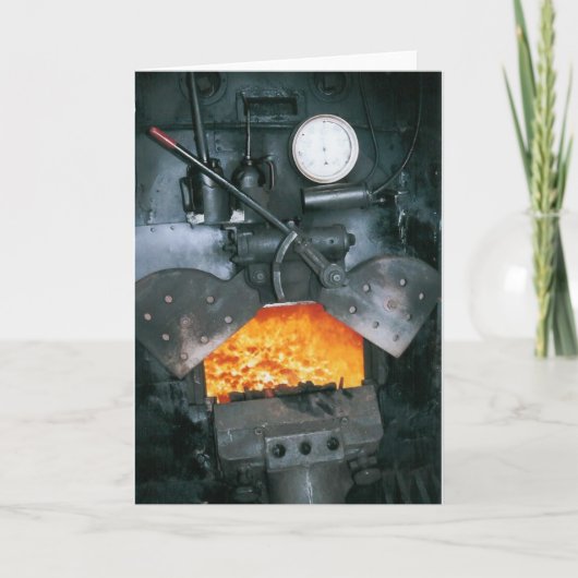 蒸気機関車のタクシーの中 カード (正面)