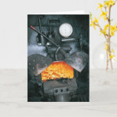 蒸気機関車のタクシーの中 カード (黄色い花)