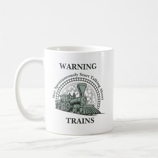 蒸気機関車のマグ警告が自発的に話す コーヒーマグカップ (左)