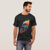 蒸気機関車のレトロアート Tシャツ (正面フル)