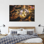 蒸気機関車のヴィンテージ灯 キャンバスプリント (インサイチュ (寝室))