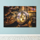 蒸気機関車のヴィンテージ灯 キャンバスプリント (インサイチュ (ウッドフロア))