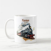 蒸気機関車の名前を追加絵画する コーヒーマグカップ (左)