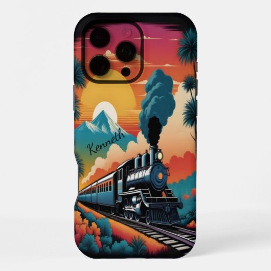 蒸気機関車の夕日旅 iPhoneケース (裏面)