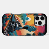 蒸気機関車の夕日旅 iPhoneケース (裏面横)