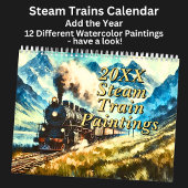 蒸気機関車の水彩画 カレンダー