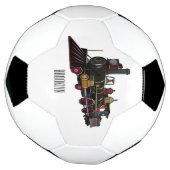 蒸気機関車の漫画イラストレーション サッカーボール (回転)