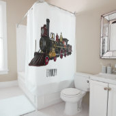 蒸気機関車の漫画イラストレーション シャワーカーテン (インサイチュ)