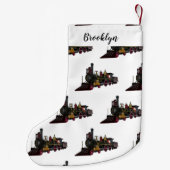 蒸気機関車の漫画イラストレーション スモールクリスマスストッキング (裏面)