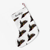 蒸気機関車の漫画イラストレーション スモールクリスマスストッキング (裏面 (吊り時))