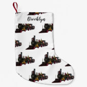 蒸気機関車の漫画イラストレーション スモールクリスマスストッキング (正面)