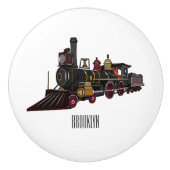 蒸気機関車の漫画イラストレーション セラミックノブ (正面)