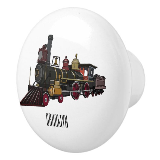 蒸気機関車の漫画イラストレーション セラミックノブ (右)