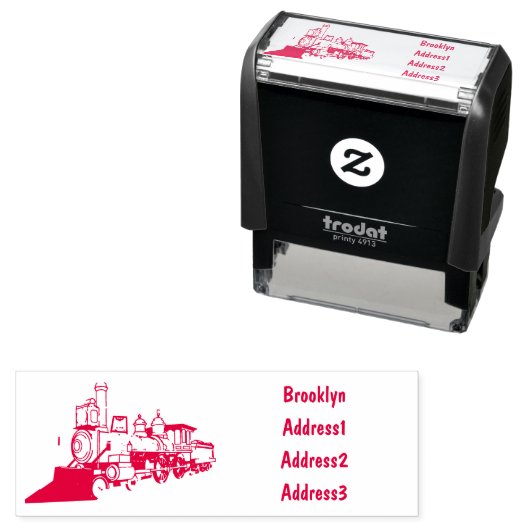 蒸気機関車の漫画イラストレーション セルフインキングスタンプ (インサイチュ)