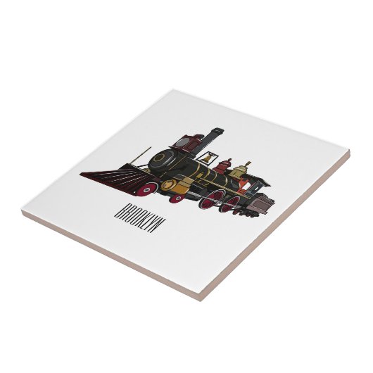 蒸気機関車の漫画イラストレーション タイル (側面)