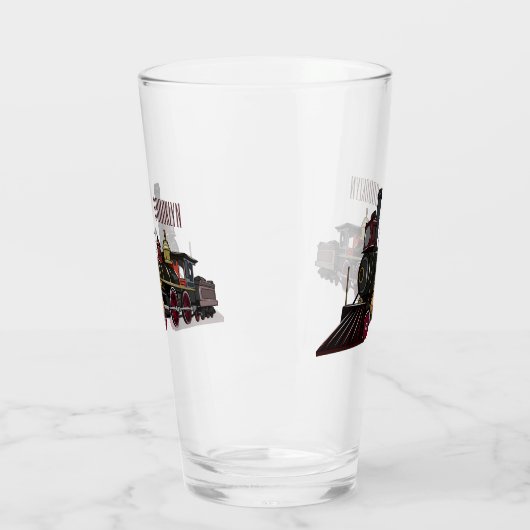 蒸気機関車の漫画イラストレーション タンブラーグラス (左)