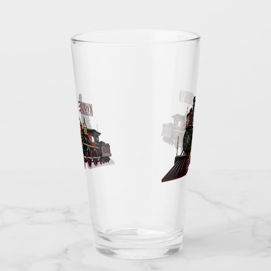 蒸気機関車の漫画イラストレーション タンブラーグラス (右)