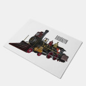 蒸気機関車の漫画イラストレーション ドアマット (アングル)