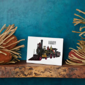 蒸気機関車の漫画イラストレーション フォトプラーク (側面)