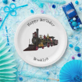 蒸気機関車の漫画イラストレーション ペーパープレート (パーティー)