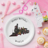 蒸気機関車の漫画イラストレーション ペーパープレート (パーティー)