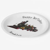 蒸気機関車の漫画イラストレーション ペーパープレート (アングル)