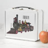 蒸気機関車の漫画イラストレーション メタルランチボックス (インサイチュ)