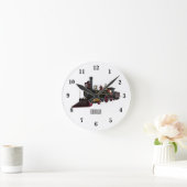 蒸気機関車の漫画イラストレーション ラウンド壁時計 (ホーム)