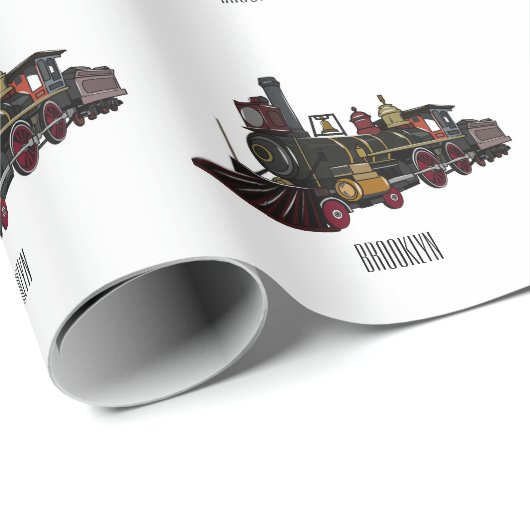 蒸気機関車の漫画イラストレーション ラッピングペーパー (ロールコーナー)