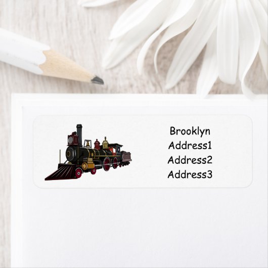 蒸気機関車の漫画イラストレーション ラベル (インサイチュ)