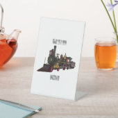 蒸気機関車の漫画イラストレーション 台座サイン (インサイチュ)