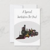 蒸気機関車の漫画イラストレーション 招待状 (裏面)