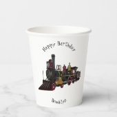 蒸気機関車の漫画イラストレーション 紙コップ (裏面)