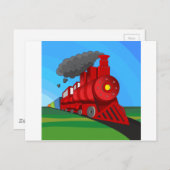 蒸気機関車の漫画 ポストカード (正面/裏面)