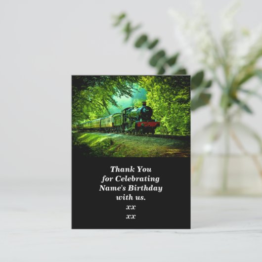 蒸気機関車の男の誕生日パーティー サンキューカード