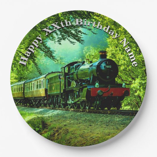 蒸気機関車の男の誕生日パーティー ペーパープレート (正面)