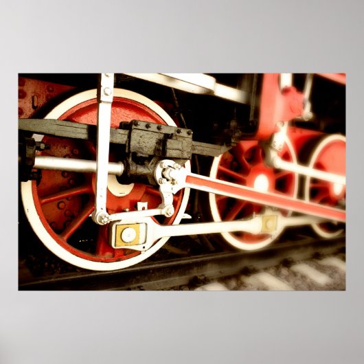 蒸気機関車の車輪 ポスター (正面)