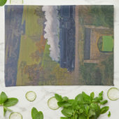 蒸気機関車の鉄道ファン芸術 キッチンタオル (折り畳み)