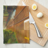 蒸気機関車の鉄道ファン芸術 キッチンタオル (四つ折り)