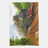 蒸気機関車の鉄道ファン芸術 キッチンタオル (縦)