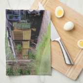 蒸気機関車の鉄道ファン芸術 キッチンタオル (四つ折り)