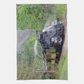 蒸気機関車の鉄道ファン芸術 キッチンタオル (縦)