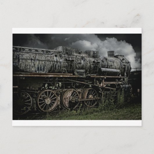 蒸気機関車の鉄道列車 ポストカード (正面)