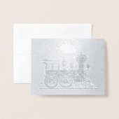 蒸気機関車の鉄道車両ラインアートカード 箔カード (封筒付き正面)