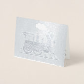 蒸気機関車の鉄道車両ラインアートカード 箔カード (正面)