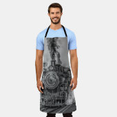 蒸気機関車エンジンの鉄道愛好家 エプロン (着用した状態)